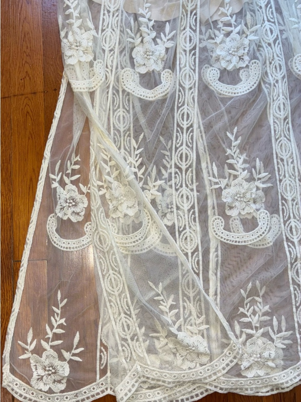 Wishlist Sheer Embroidered Maxi Dress Small Boho Creme - Picture 5 of 16